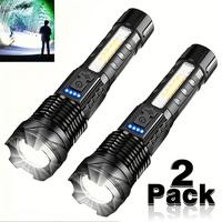 2 High Lumen Flashlights, Rechargeable LED Flashlights With 7 Lighting Modes, Powerful Handheld Flashlights For Camping Emerg...