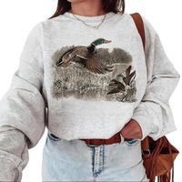 Mallard Duck Vintage Crewneck Sweatshirt - National Hunting Day Retro T-Shirt, Hunting Season Hoodie – Unisex Cotton Appare...