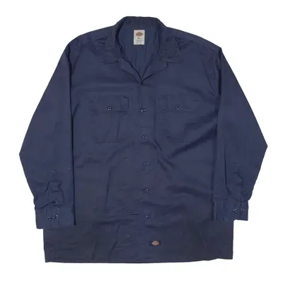 DICKIES Worker Shirt Blue Long Sleeve Mens XL