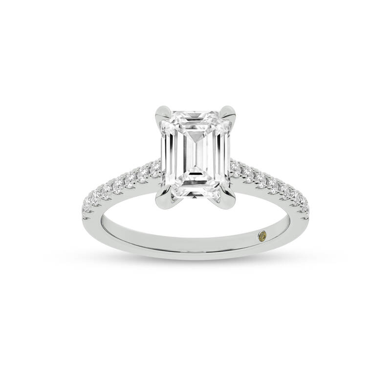 Destiny Half Coverage Emerald Cut Lab Diamond Engagement Ring | 18K White Gold 1 3/4 CT. TW.