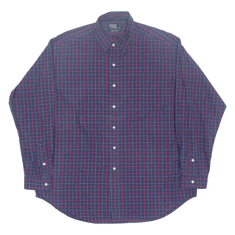 POLO RALPH LAUREN Lowell Sport Mens Shirt Blue Check Long Sleeve XL