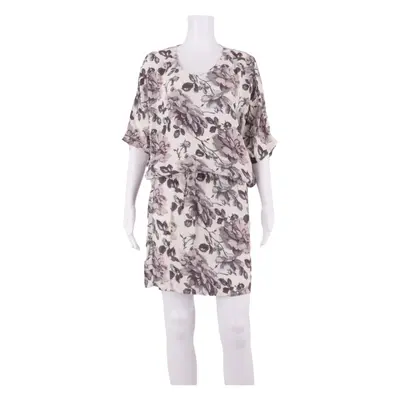 GANNI Womens Day Dress Cream Viscose Floral Short Sleeve Midi S