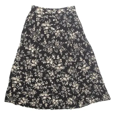 TALBOTS Buttoned Womens Flare Skirt Black Long Floral UK 12