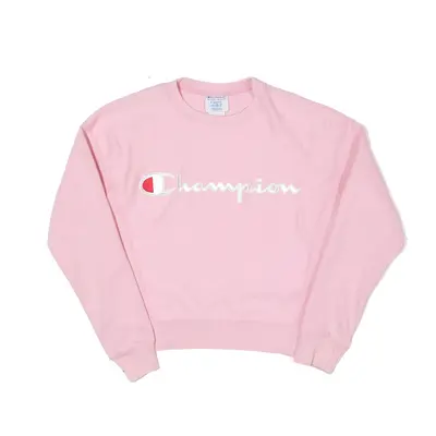 CHAMPION Reverse Weave Cropped Sweatshirt Pink Womens XS