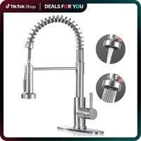 PHANCIR Modern Kitchen Faucet with Pull Down Sprayer Brushed Nickel Single Handle Compact Design Suitable for 1 or 3 Holes Fi...