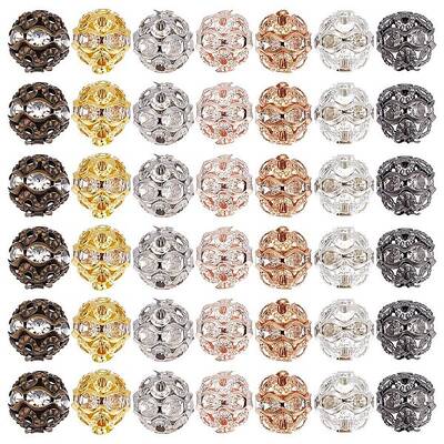 140Pcs 7 Colors Alloy Rhinestone Beads