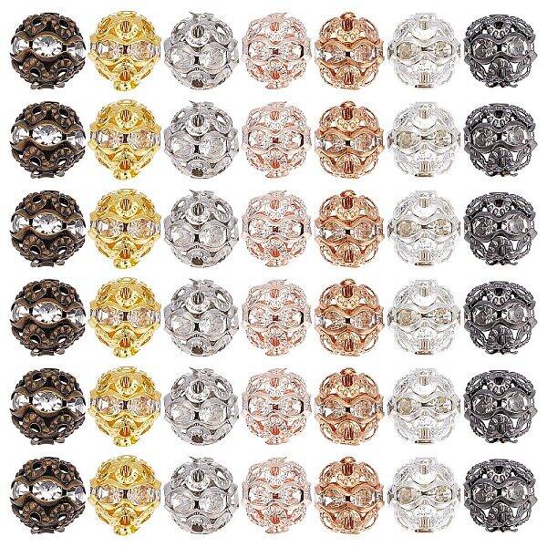 140Pcs 7 Colors Alloy Rhinestone Beads