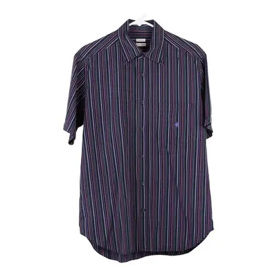 Rodrigo Striped Short Sleeve Shirt - Large Purple Cotton