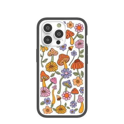 Clear Shrooms and Blooms iPhone 14 Pro Case With Black Ridge