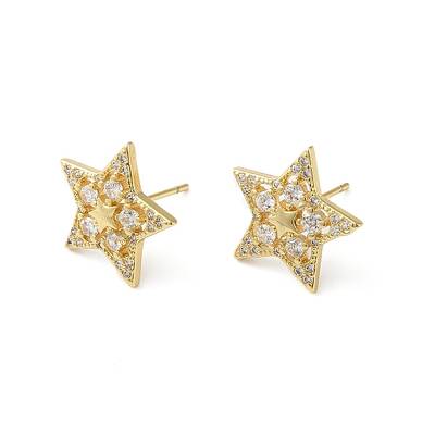 Clear Cubic Zirconia Star Stud Earrings