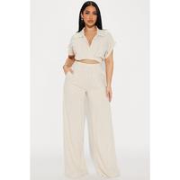 Andrea Linen Pant Set - Oatmeal