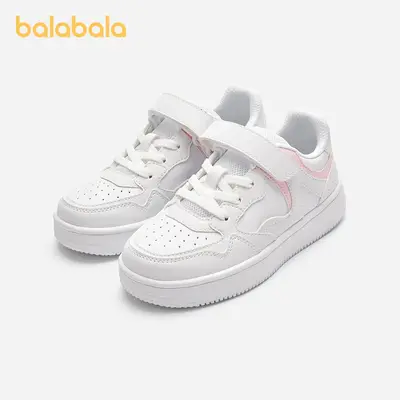 Balabala Kids' Classic White Sneakers - Breathable & Non-Slip - Synthetic Leather & Fabric - Comfortable & Durable for Boys &...