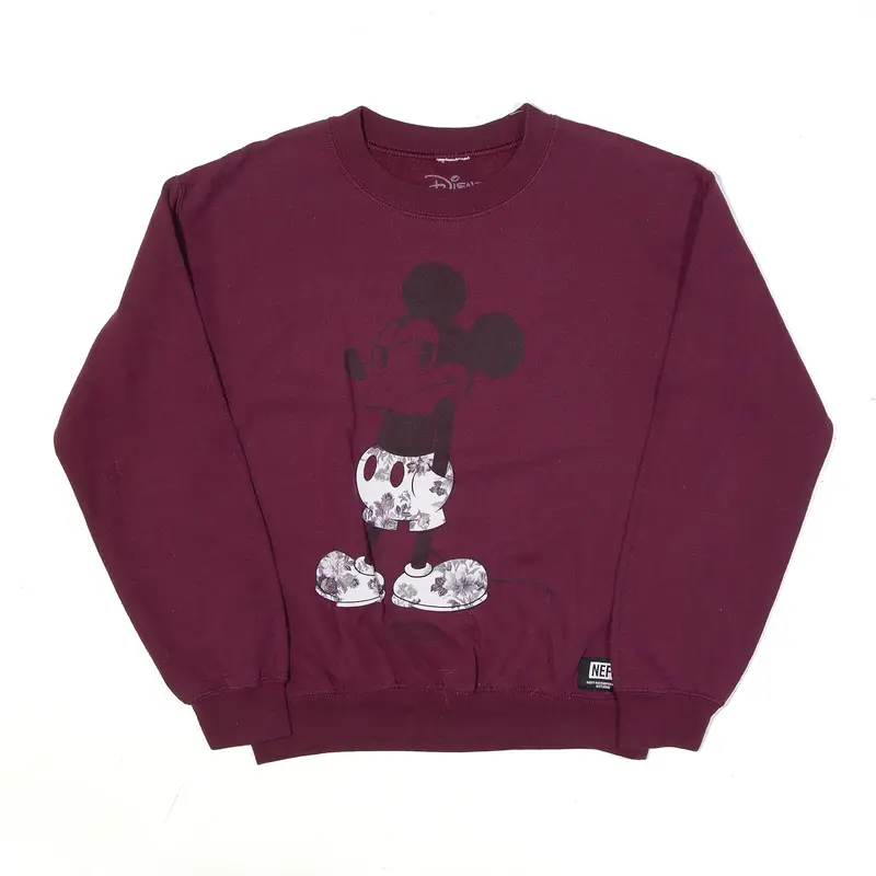 DISNEY Mickey Mouse Sweatshirt Maroon Mens S