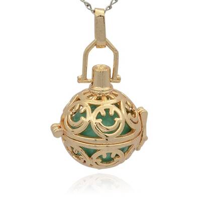 Golden Tone Brass Hollow Round Cage Pendants