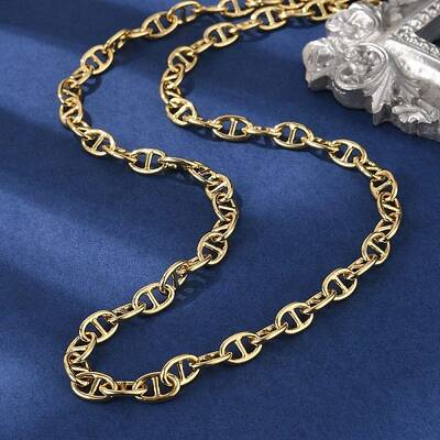 Brass Oval Link Chain Necklaces for Women Men
