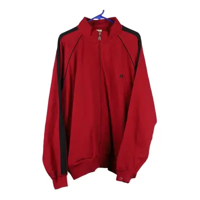 Russell Athletic Zip Up - 2XL Red Cotton Blend