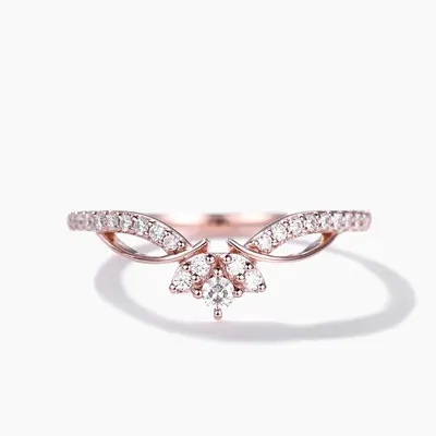 Diamond Rose Gold Wedding Ring Cluster Chevron