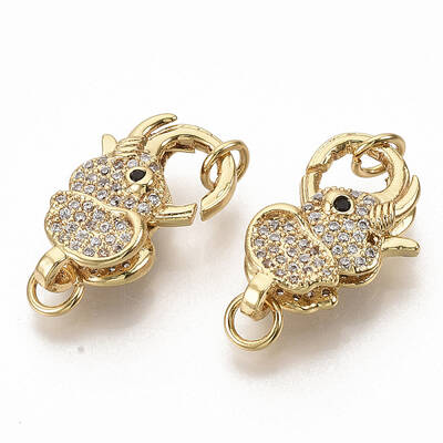 Brass Micro Pave Clear Cubic Zirconia Lobster Claw Clasps