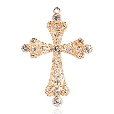 Golden Plated Alloy Rhinestone Cross Big Pendants