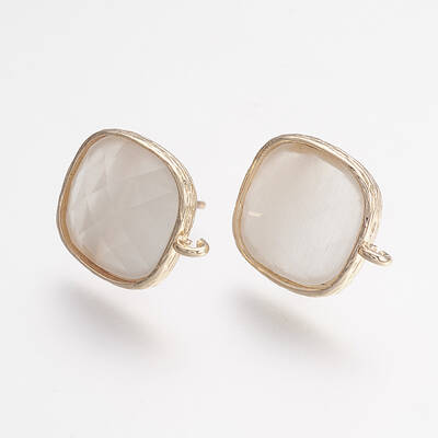 Brass Micro Pave Cubic Zirconia Stud Earring Findings