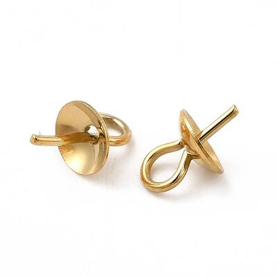 304 Stainless Steel Cup Pearl Peg Bails Pin Pendants