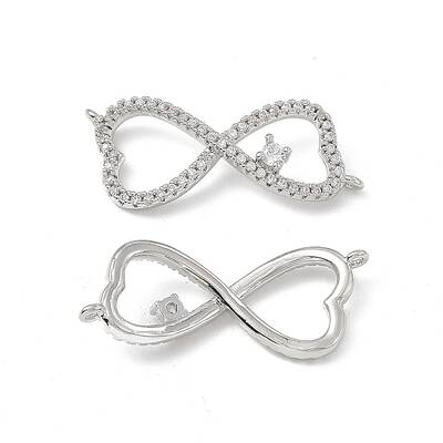 Brass Micro Pave Clear Cubic Zirconia Connector Charms