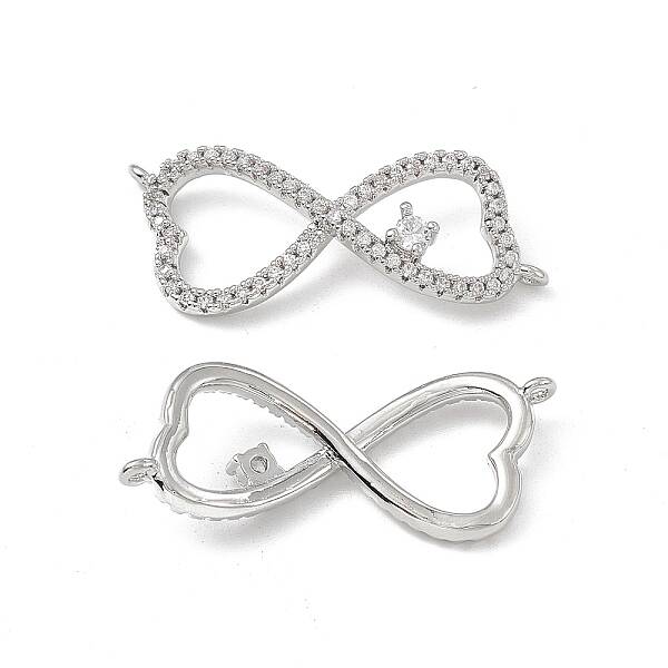 Brass Micro Pave Clear Cubic Zirconia Connector Charms