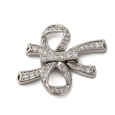 Brass Micro Pave Clear Cubic Zirconia Fold Over Clasps