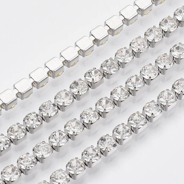 3.28 Feet 304 Stainless Steel Rhinestone Strass Chains