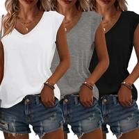 3 Pack Sleeveless V Neck Solid Color Tops for Women Casual Workwear Basic Blouses in Soft Lightweight Fabric
