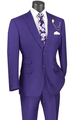 Vinci Men's Light Windowpane 2 Piece Modern Fit Suit