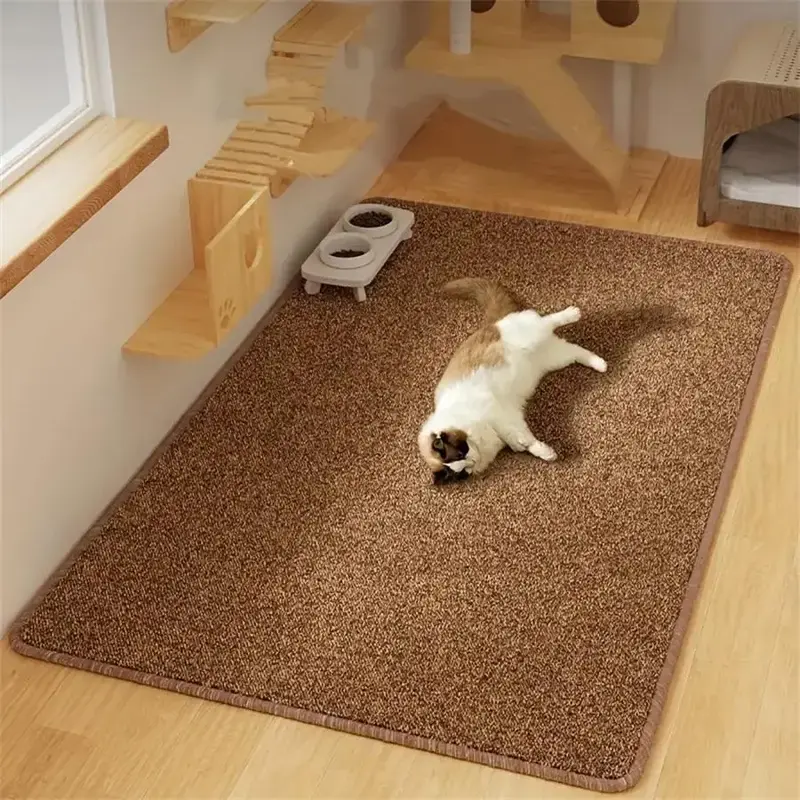 2 in 1 Cat Scratching Pad & Bed, Durable Linen Cat Bed Mat with 3 Mouse Shaped Plush Toys, Pet Supplies for Indoor Outdoor Us...