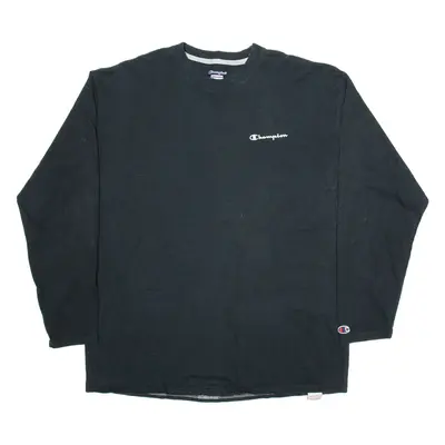 CHAMPION Mens T-Shirt Black Long Sleeve XL
