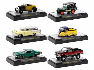 Auto Meets Set of 6 Cars IN DISPLAY CASES Release 82 Limited Edition 1/64 Diecast Model Cars by M2 Machines