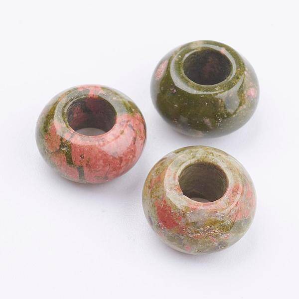 Natural Unakite European Beads