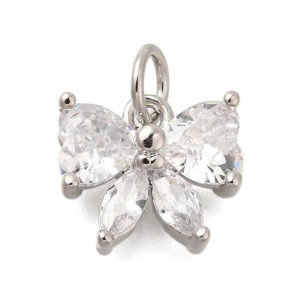Rack Plating Brass Micro Pave Cubic Zirconia Charms