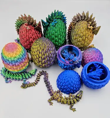 Surprise Dragon Egg With Articulating Gemstone Dragon - Dragon Egg Mystery Storage Box With Adjustable Lid Made with Plastic