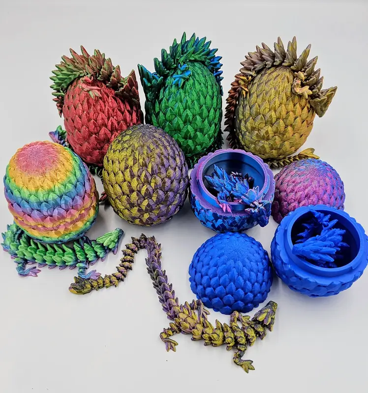 Surprise Dragon Egg With Articulating Gemstone Dragon - Dragon Egg Mystery Storage Box With Adjustable Lid Made with Plastic