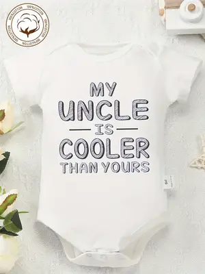 100% Pure Cotton Baby Onesies, My Uncle Is Cooler Than Yours Letter Print, Soft And Fashionable Round Neck Baby Onesies, for ...