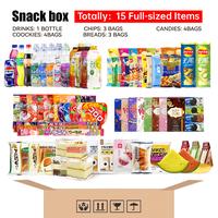 Assorted Asian Snack Box,7 and 15 Full Size ltems  japanese China Korea Snack box bundled with drinks