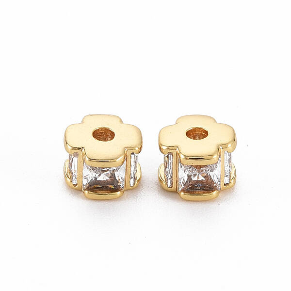 Brass Clear Cubic Zirconia Beads