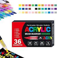 【TikTok Top Seller】36 Color Acrylic Paint Pens, Soft Brush Tip Acrylic Paint Markers,Quick-Drying Waterproof Acrylic Mark...
