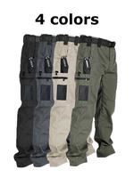 Men's solid color printed pocket zipper waterproof tactical work pants, without waistband, regular fit sports pocket, autumn ...