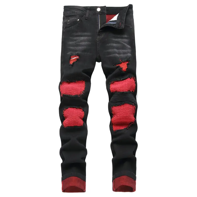 JUNBAOSS Men's Slim Fit Stretch Jeans Patch Ripped Jeans for Men, Distressed Straight Leg Casual Fashion Comfort Flex Skinny ...