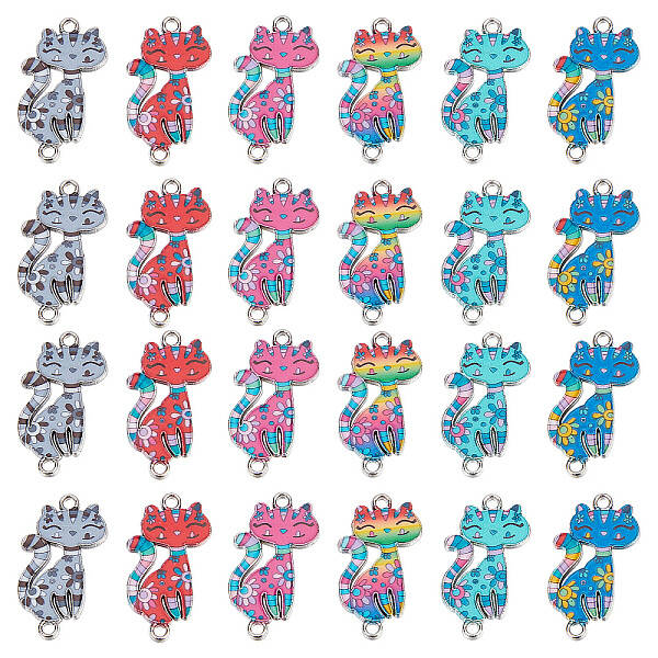 30Pcs 6 Colors Alloy Enamel Connector Charms