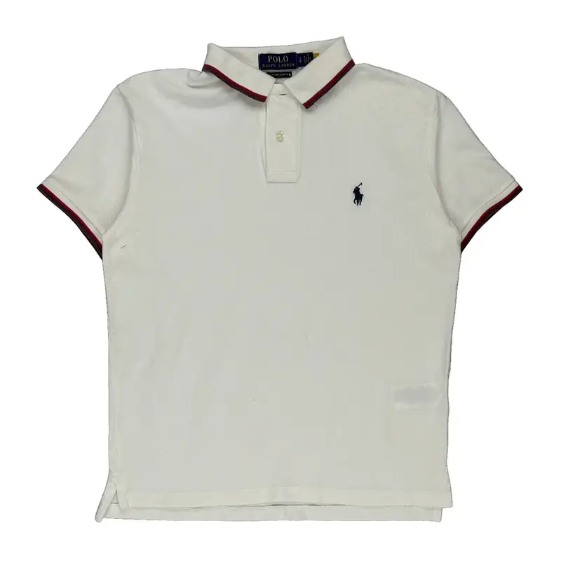 Polo By Ralph Lauren Slim Fit Polo Shirt - Large White Cotton