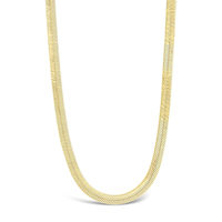 Sterling Forever 14K Gold Plated Herringbone Chain Necklace for Women – Sleek Flat Snake Chain – Layering or Statement Je...
