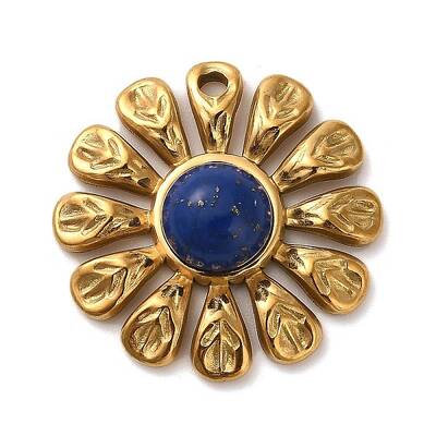 Dyed Natural Lapis Lazuli Flower Pendants