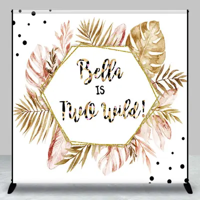 Custom Name Two Wild Boho Monstera Birthday Backdrop