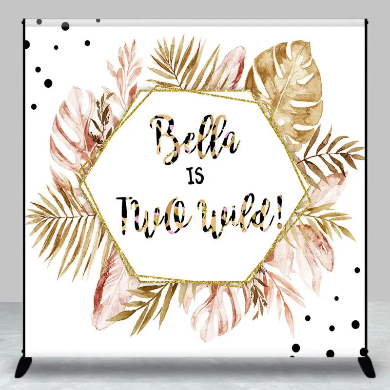 Custom Name Two Wild Boho Monstera Birthday Backdrop